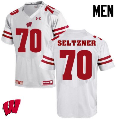 Men's Wisconsin Badgers NCAA #70 Josh Seltzner White Authentic Under Armour Stitched College Football Jersey AJ31T66SI